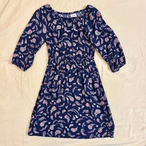 Girls 3/4 sleeve cotton flowered dress